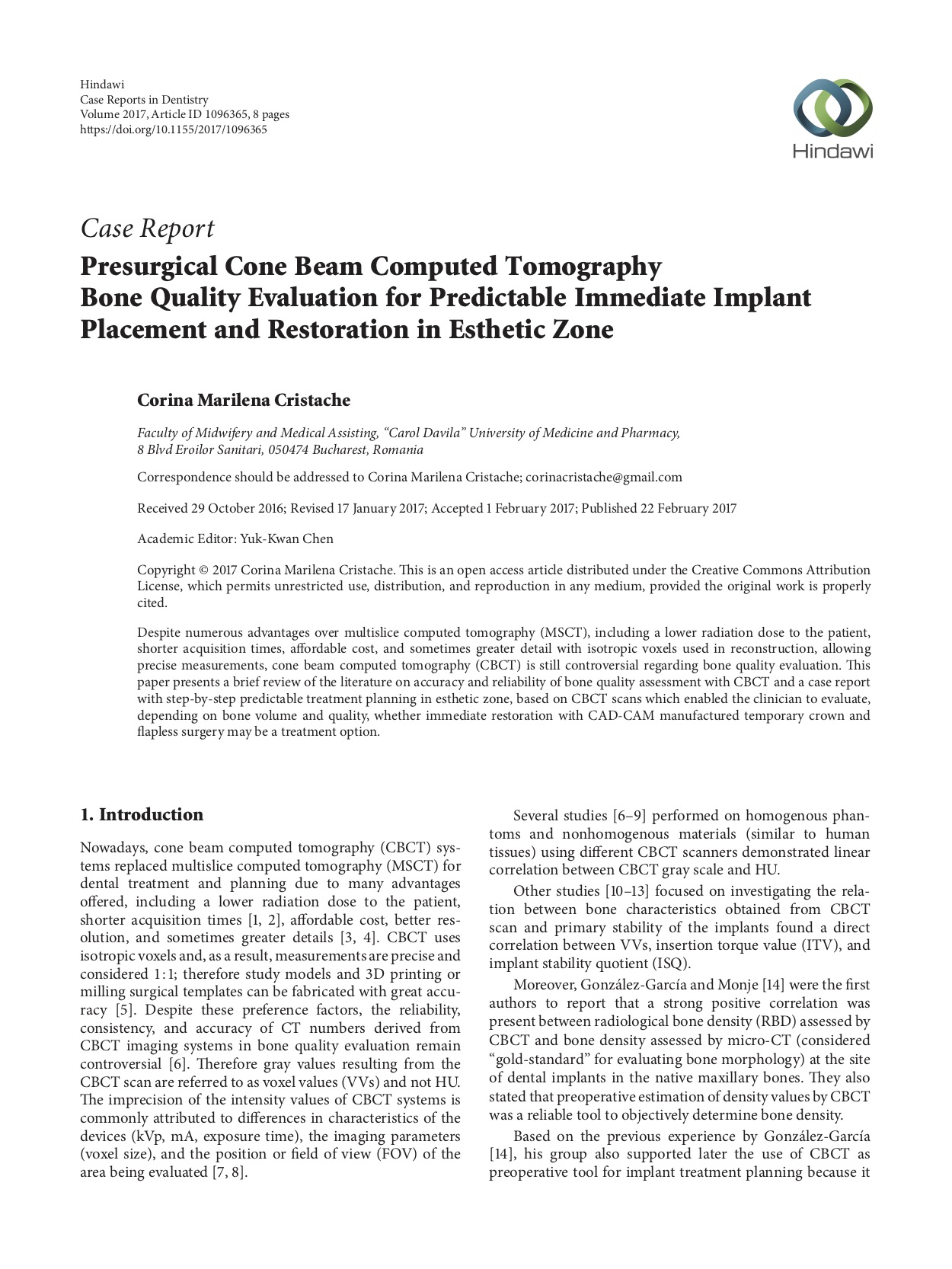 Presurgical Cone Beam Computed Tomography Bone Quality Evaluation for ...