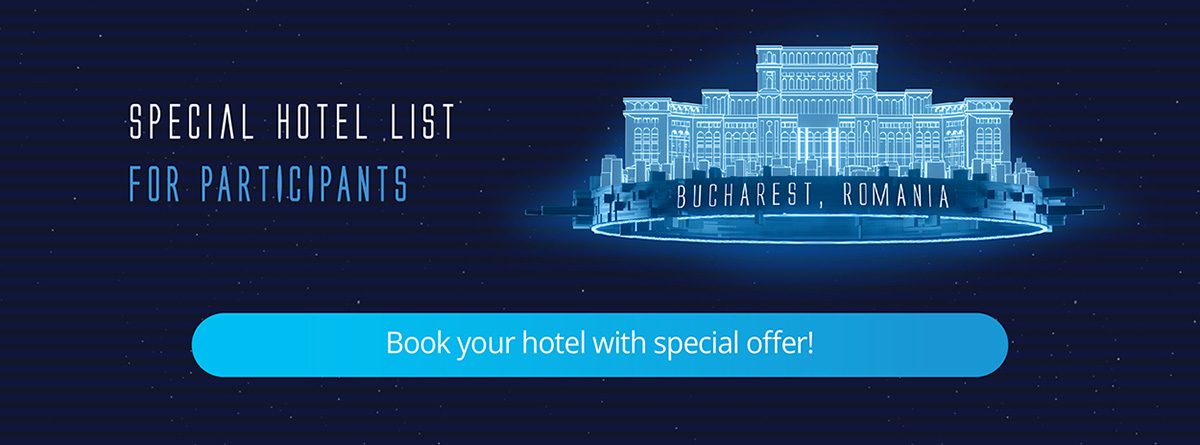 Special Hotel Rates All participants can access special hotel rates for accommodation during congress days, thanks to our partners from JW Marriott Bucharest Hotel, Radisson Blu Hotel, Athénée Palace Hilton, Crowne Plaza, Ramada Bucharest Parc, Ramada Plaza Bucharest, Caro Hotel. Discounts will automatically be applied by accessing the links pertaining to each hotel, as long as the number of vacant rooms is not exceeded.  The rates are available until 15/08/2022. Choose the desired room and book your stay now!